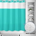 thumbnail image 2 of No Hook Shower Curtain, Turquoise Shower Curtains for Bathroom with See Through Top Window, Modern Pure Turquoise Waterproof & Washable Bath Curtain 66"x72", 2 of 9
