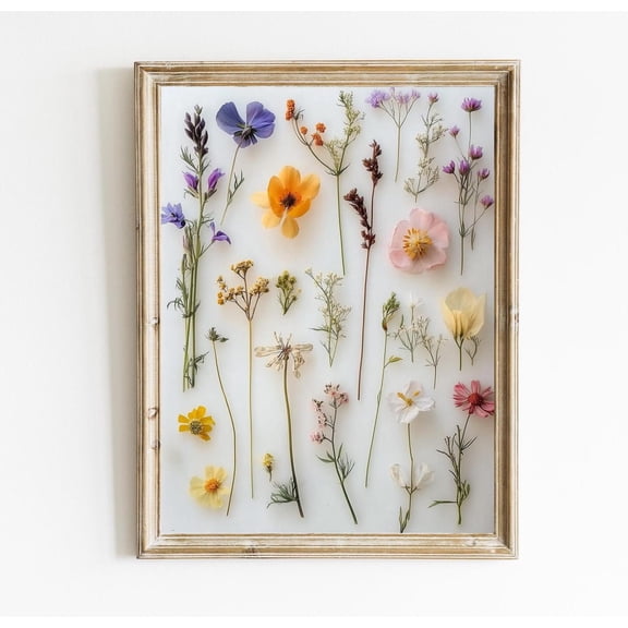 Pressed Flower Art Print Poster Modern Floral Wall Decor Poster Natural Home Decor Poster Minimalistic Wall Art Poster Natural Nursery Art Art E426, Unframed Poster Size 8x12 F03.1.18l639