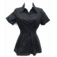 thumbnail image 5 of Womens Stretch Woven Button Down Short Sleeve Shirt, 5 of 6