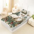 thumbnail image 4 of Castle Fairy Vintage Floral Deer Twin Sheets 3pcs,Merry Christmas Flowers Animal Bedding,Off White Green,1 Fitted Sheet, 1 Flat Sheet and 1 Pillowcase, 4 of 6