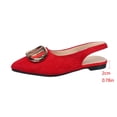thumbnail image 4 of Women's Summer Dress Flats - Comfortable Pointed Toe Ballet Shoes for Woman - Soft Suede Slingback Flats Red 9.5(43), 4 of 8