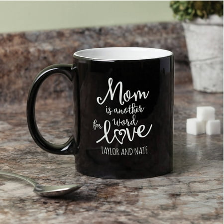 Personalized Mom Is Another Word For Love Black and White 11 oz Coffee Mug