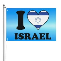 I Love Israel Israeli Flag Heart Double Sided Flag 2x3ft For Home/Company/Indoor Outdoor Decoration Flag 100% Polyester Banner