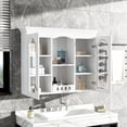 thumbnail image 3 of White Wall Mounted Cabinet with 2 Glass Doors – Over The Toilet Storage Cabinet, Retro Style Bathroom Wall Cabinet with Adjustable Shelf, 3 of 10