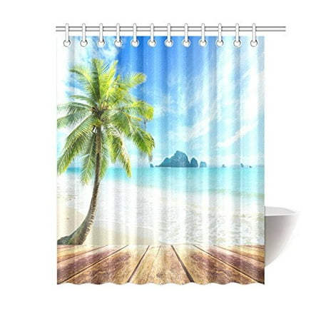 Mypop Ocean Beach Themed Shower Curtain Water Proof House Decor Wooden Bridge Across The Waves Sand Palm Tree Bathroom Accessories 60 By Mypop Ocean Beach Themed Shower Curtain Water Proof House Decor Wooden Bridge Across The Waves Sand Palm Tree Bathroom Accessories 60 By