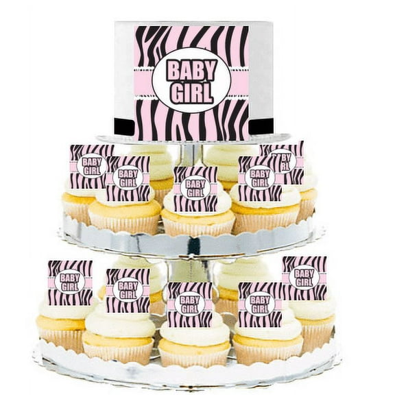 Wild Baby Girl Edible Photo Toppers & Edible Cupcake Decoration Kit