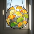 thumbnail image 4 of Japanese Stained Glass Suncatcher with Mount Fuji, Cherry Blossoms and Pagoda Ã¢â‚¬â€œ Round Hanging Window Panel, Oriental home Decor Gift, 4 of 5