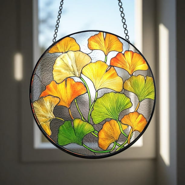 White Magnolia Stained Glass Suncatcher, Elegant Flower Window