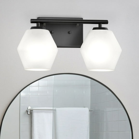 Luxury Mid Century Modern Bath Light, Large Size: 7.5''H x 7''W, with Transitional Style Elements, Matte Black Finish, UHP4515 from the Roanoke Collection by Urban Ambiance