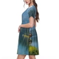 thumbnail image 2 of Kdxio Majestic Deer Mountain Lake Pattern Summer Dresses for Women Casual Tshirt Short Sleeve Floral Sundress Beach Cover Ups with Pockets, 2 of 6