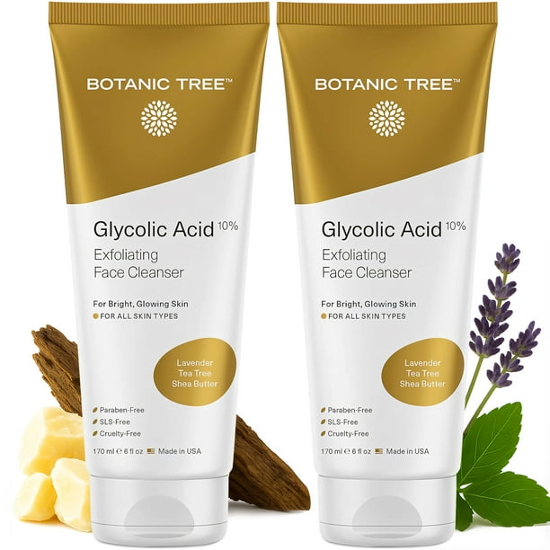 Jabón facial con ácido glicólico Botanic Tree 10% con ácido salicílico, 180 ml