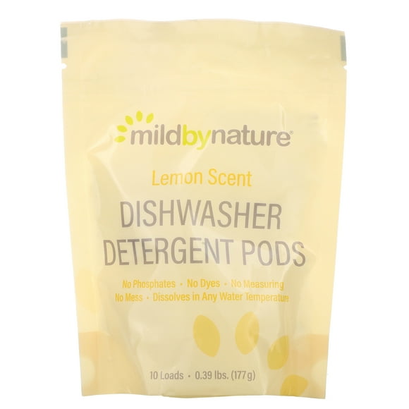 Mild By Nature , Capsules de Détergent à Vaisselle Automatique, Parfum Citron, 10 Brassées, 0,39 Lb, 6,24 oz (177 g)