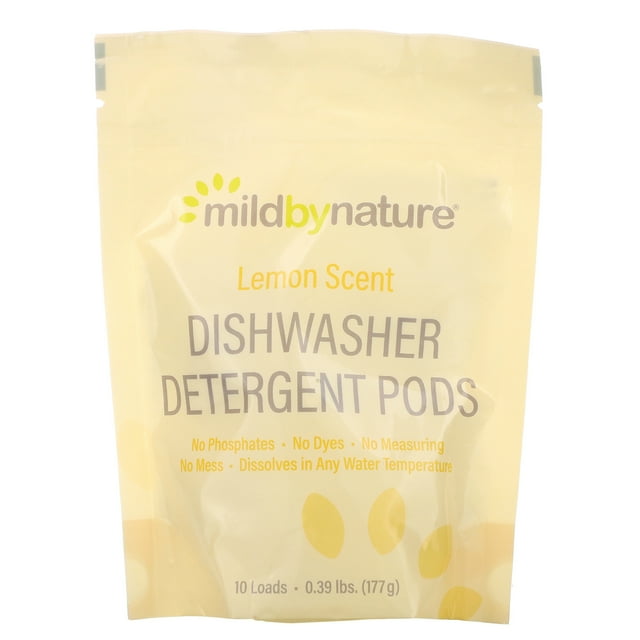 Mild By Nature , Capsules de Détergent à Vaisselle Automatique, Parfum Citron, 10 Brassées, 0,39 Lb, 6,24 oz (177 g)