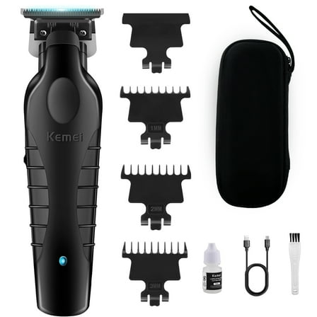 KM-2299 Professional Zero Gap Hair & Beard Trimmer - Cordless Rechargeable T-Blade Clippers for Men