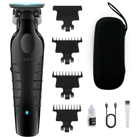 KM-2299 Professional Zero Gap Hair & Beard Trimmer - Cordless Rechargeable T-Blade Clippers for Men