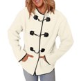 thumbnail image 7 of Fall Jackets for Women 2025 Solid Faux Long Sleeve Round Neck Pockets Fleece Casual Trendy Outerwear Outwear Coats Beige S-2XL, 7 of 7