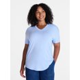 thumbnail image 2 of Time and Tru Women's V-Neck Tunic Tee with Short Sleeves, Sizes XS-XXXL, 2 of 6