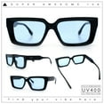 thumbnail image 2 of Retro Hipster Thick Beveled Frame Horn Rim Square Rectangle Sunglasses Black - Blue, 2 of 6