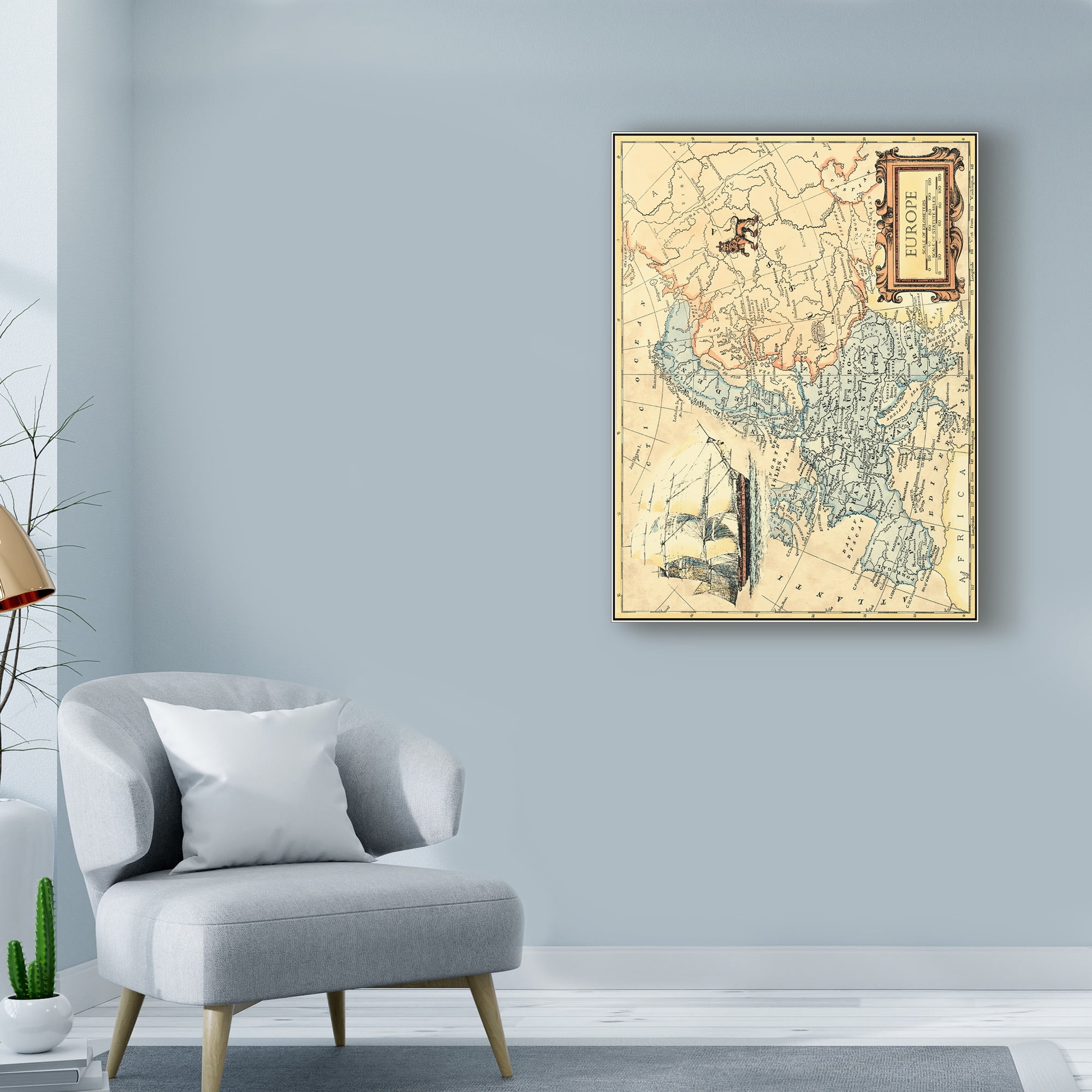Trademark Fine Art 'Europe Map' Canvas Art by Vision Studio