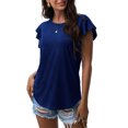 thumbnail image 3 of Blusa de manga corta con volantes, camiseta con mangas con volantes para mujer, camiseta con mangas con volantes para mujer, camiseta de color puro, eficiencia óptima, 3 of 3
