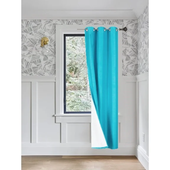 Gorgeous Home Linen Turquoise Blue 1-Piece Solid Blackout Grommet-Top Window Curtain Panel 37" W X 95" L