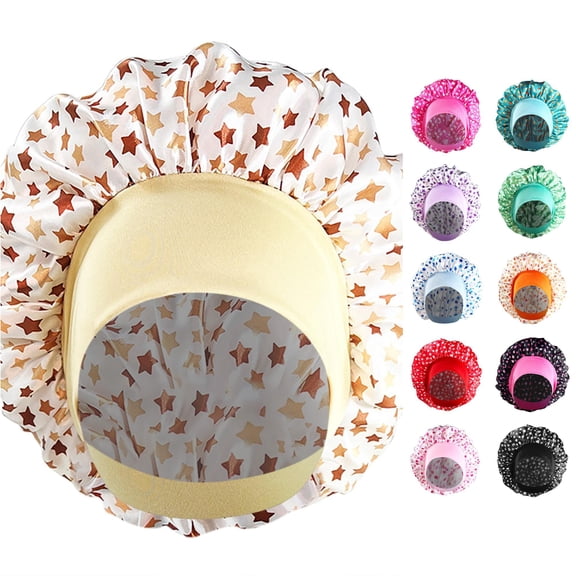Huyun Womens Satin Bonnet Hat Fashionable Soft Floral Print Hair Sleep Leisure Soft Hair Wrap Slouch Breathable Curly Hair Bonnet Night Caps Pleated Ruched Shower Cap