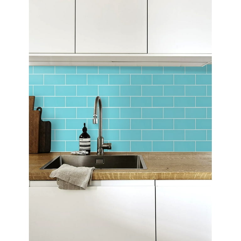 Roommates Aqua Seaglass Subway Peel & Stick Tile : Target