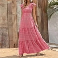 thumbnail image 1 of WILLBEST Vestidos Casuales para Mujer Verano Frontera Comercio Exterior Ropa Europea y para Mujer 2023 Vestido Bohemio de Manga Corta con Falda Larga y Cuello En V Estampado Mediana​​, 1 of 3
