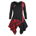 thumbnail image 1 of Camiseta a Cuadros Pañuelo Tamaño Plus Rosegal  Mangas largas de talla grande, 1 of 5