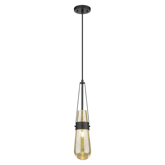 452-1P-BK-G452-4ME Innovations Lighting Milan - 1 Light Pendant In Art Deco Style-20.63 Inches Tall and 4.38 Inches Wide-Matte Black Finish-Mercury