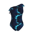 thumbnail image 4 of Yiaed Blue Marble And Gold Print Women One Piece Swimsuits Tummy Control One Shoulder Bathing Suits Pattern Ruffle Swimwear-X-Large, 4 of 8