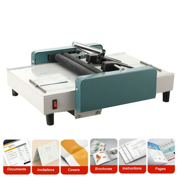 ECUTEE  A3 Booklet Making Machine 110V Automatic Booklet Make Thread Book Binding Machine Pamphlet Making Device Stapler Paper Folding Machine for Schools Companies Clubs