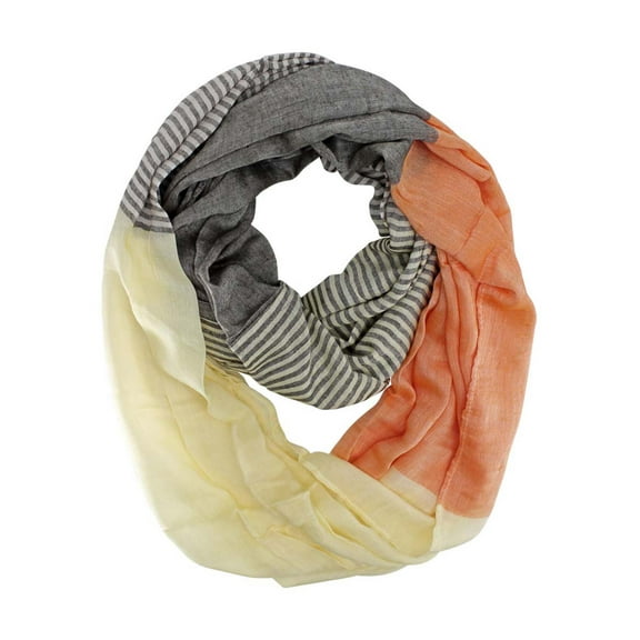 Orange & Beige Neutral Tone Light Infinity Scarf