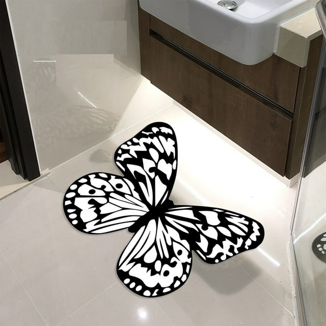 Aodebiao Butterfly Print Rug Faux Fur Soft Non-Slip Floor Carpet Large Area Rug for Living Room Bedroom Decor Home Accent Shaggy Plush Mat