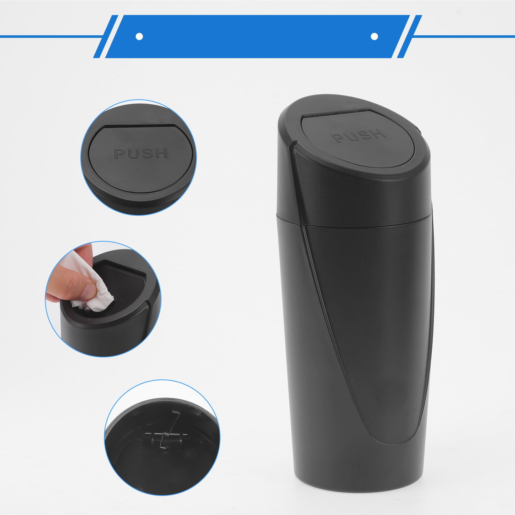Unique Bargains 1 Pcs Car Trash Can 3.1x7.9in Bin Auto Portable ABS Cup Black