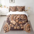 thumbnail image 2 of Homewish Brown Paisley Print Twin Bedding Sets 7-Piece for Adult, Vintage Damask Flower Bedding Comforter Set, Southwestern Theme Reversible Sheet Sets, Super Cozy Room Decor, 2 of 7