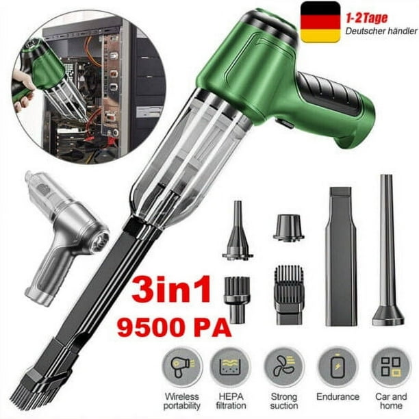 Mini aspiradora para el hogar y el automóvil, aplicación multiescena, funcionamiento inalámbrico, succión potente de 9500 Pa, funcionalidad de secado húmedo con accesorios profesionales para una