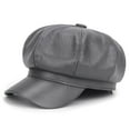 thumbnail image 1 of Beret Cap Faux Leather Adjustable Octagon Faux Leather Hats for Party, 1 of 10