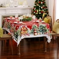 thumbnail image 2 of Christmas Tablecloth 60x84 Inch Rectangle, Red Snowman Car and House Snow Scene Table Cloth, Holiday Winter Village Rectangular Table Cover, Waterproof and Washable Xmas Party Decoration, 2 of 6