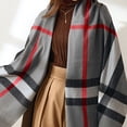thumbnail image 4 of Women's Plaid Blanket Winter Scarf, Long Plaid Blanket Chunky Oversized Winter/Fall Warm Scarf Big Tartan Scarves Wrap Shawl - grey, 4 of 5