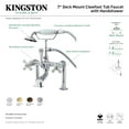 thumbnail image 6 of Kingston Brass CC112T1 Vintage 7" Center Deck-Mount Clawfoot Tub Faucet with Hand Shower, Polished Chrome, 6 of 7