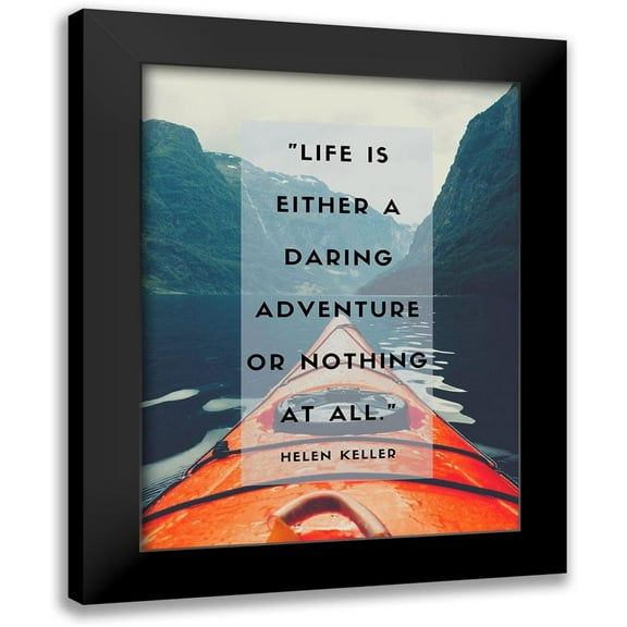 ArtsyQuotes 12x14 Black Modern Framed Museum Art Print Titled - Helen Keller Quote: Daring Adventure