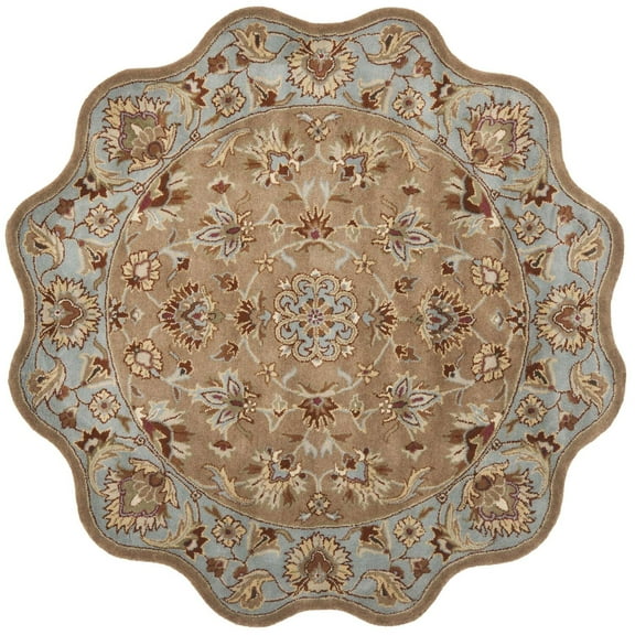 Safavieh Traditional Heritage Wool Pile Area Rug-Color:Beige/Blue,Shape:Round,Size:6' X 6'