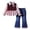 Red#9527, variant on Toddler Girls Outfit Set 2 Peice Clothes Set for Girl Long Sleeve Patchwork Tops Flared Jeans Cozy Kids Dailywear