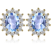 Princess Diana Kate Middleton Class Gemstone Birthstone Sapphire Emerald Ruby Stud Earrings For Women, 14K Yellow Gold Plated 925 Sterling Silver Earrings For Women, Earings Set[Z1]