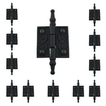 Renovators Supply Black Cabinet Door Hinge 2" Rust Resistant Wrought Iron Butt Hinge Victorian Steeple Tip Flush Mount Hinges w/Hardware, Pack of 12
