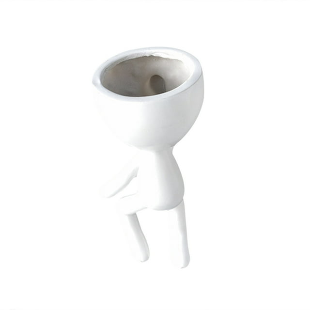 CAROOTU Resin Plant Pot Human Shaped Succulent Planter Plant Container Wall/Desktop