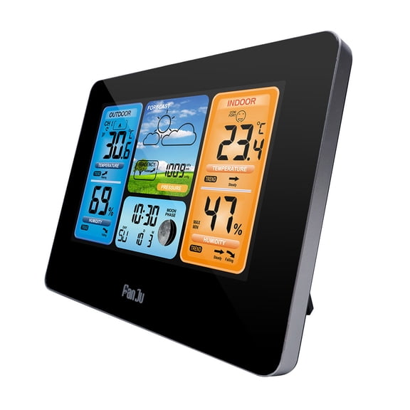 Digital LCD Thermometer Wireless Clock Calendar Indoor Outdoor Weather Station