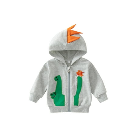 

aturustex Toddler Baby Boys Hooded Jackets Coat Top Crocodile Long Sleeve Zip Up Hoodie Jacket Outwear Tops Fall Winter Clothes