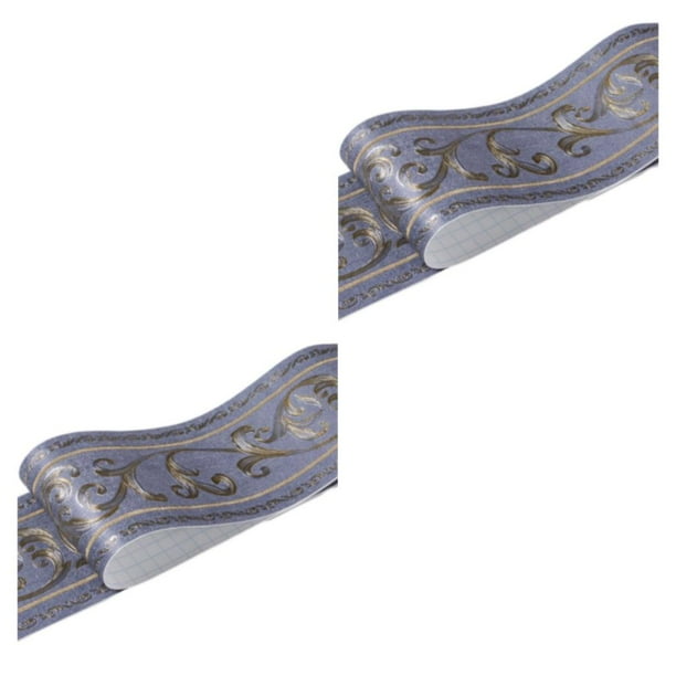 Wosthever Línea de rodapié autoadhesiva de veteado de para papel tapiz de alta gama, mano de obra exquisita, flor de vid azul duradera Flor de vid azul 2Conjunto